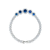 Asfour Crystal Tennis Bracelet With Turquoise Pear & Emerald Zircon In 925 Sterling Silver